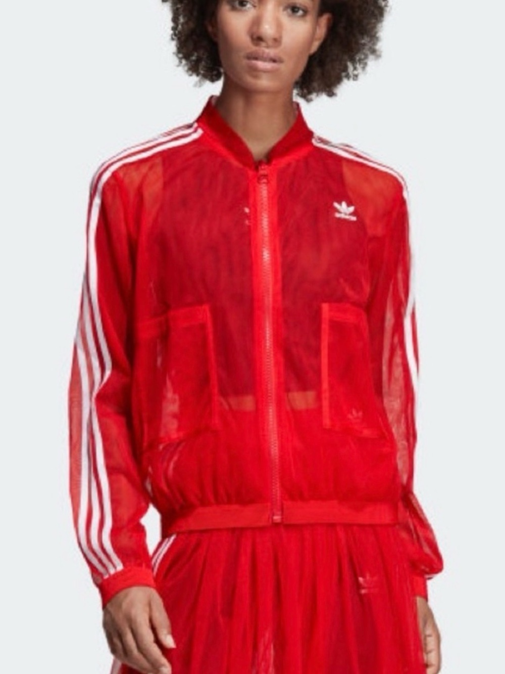 Adidas tulle mesh zip up jacket sz S - Picture 2 of 7